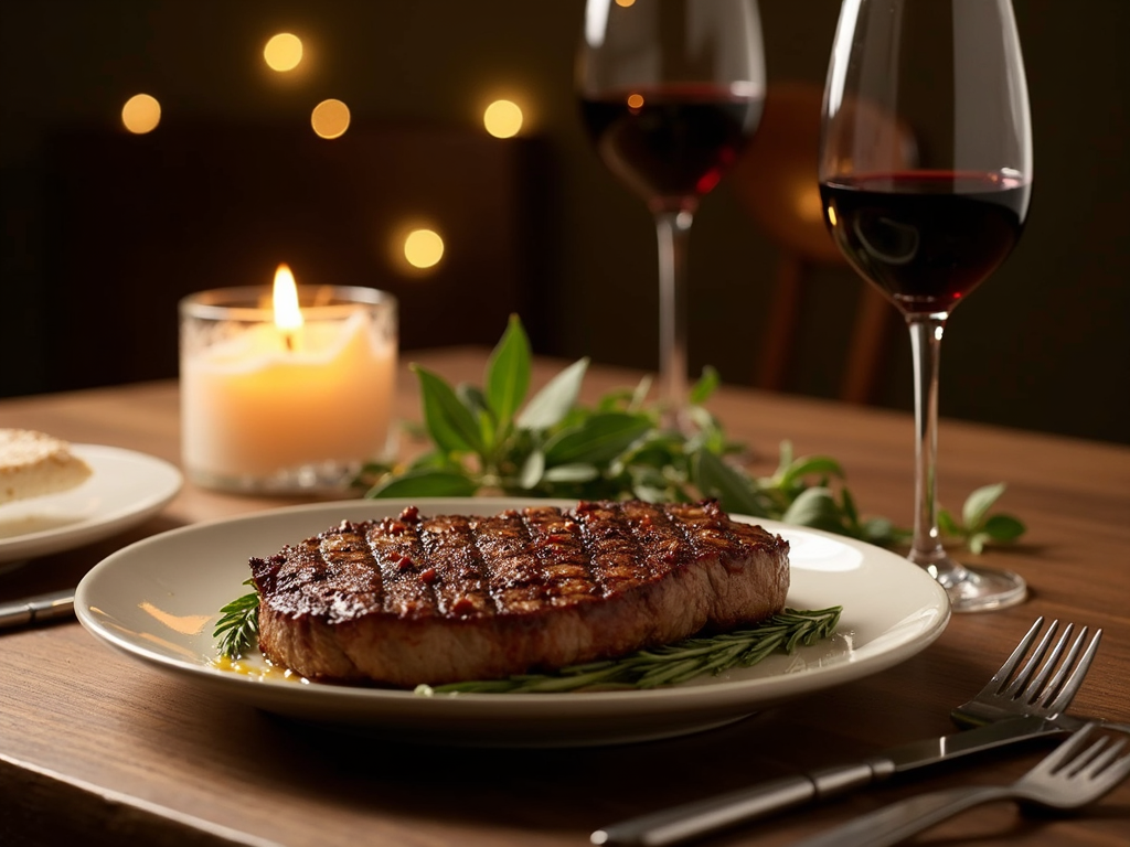 Wine and food pairing on a table.
