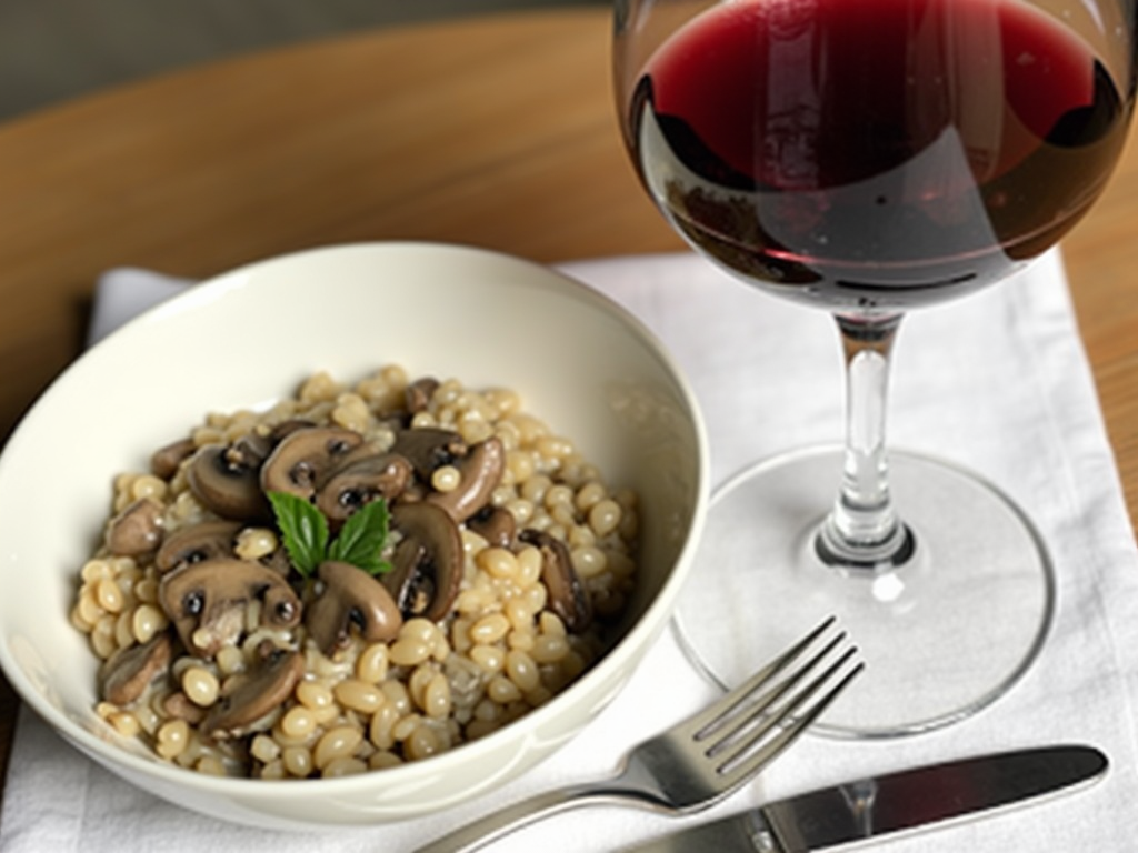 Beringer Merlot with mushroom risotto.