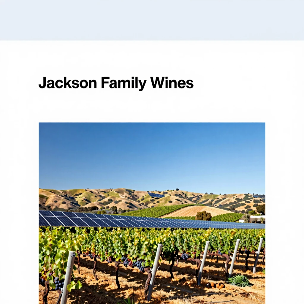 Solar panels powering a sustainable vineyard at Jackson Family Wines in California