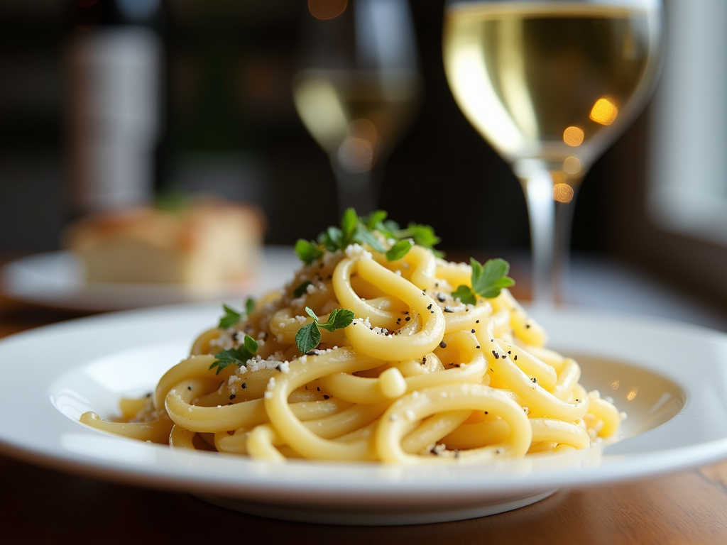 Riesling paired with creamy pasta