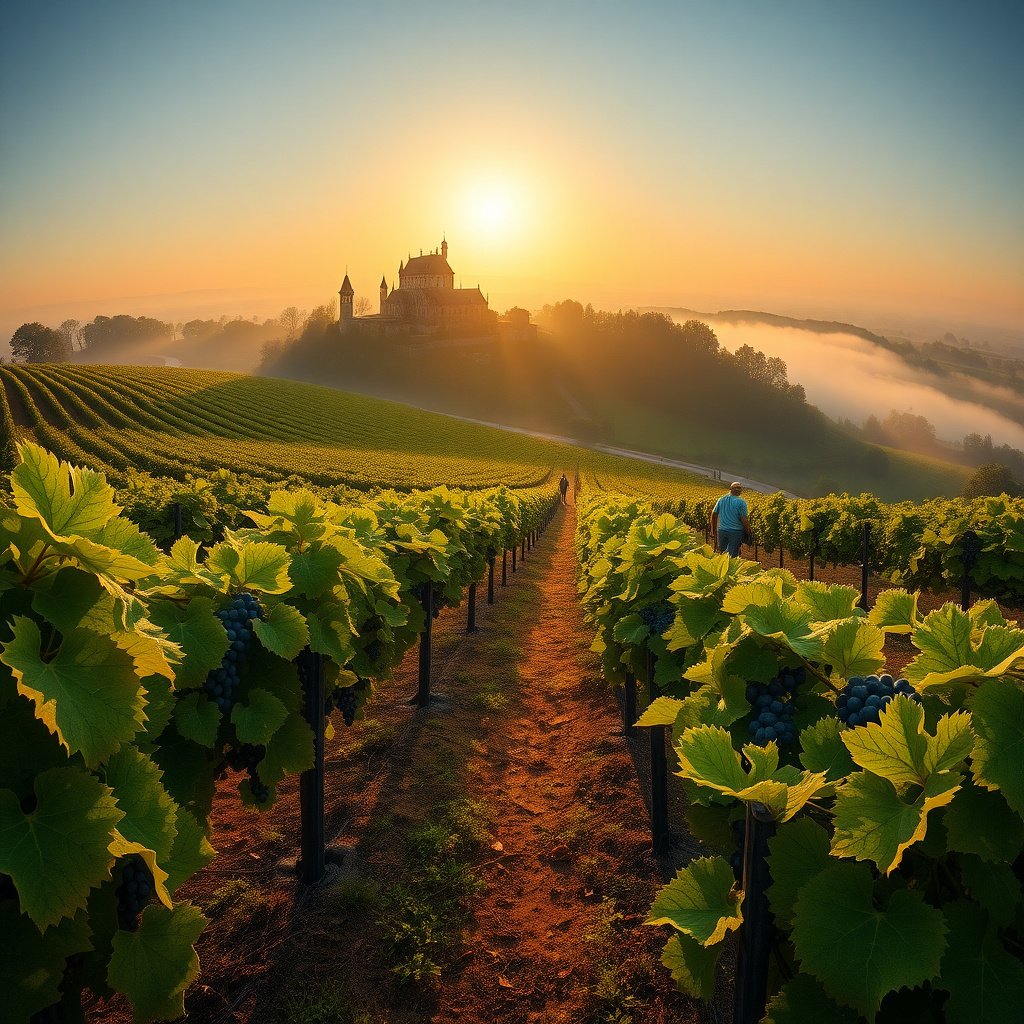Harvest time in Bordeaux vineyards, France