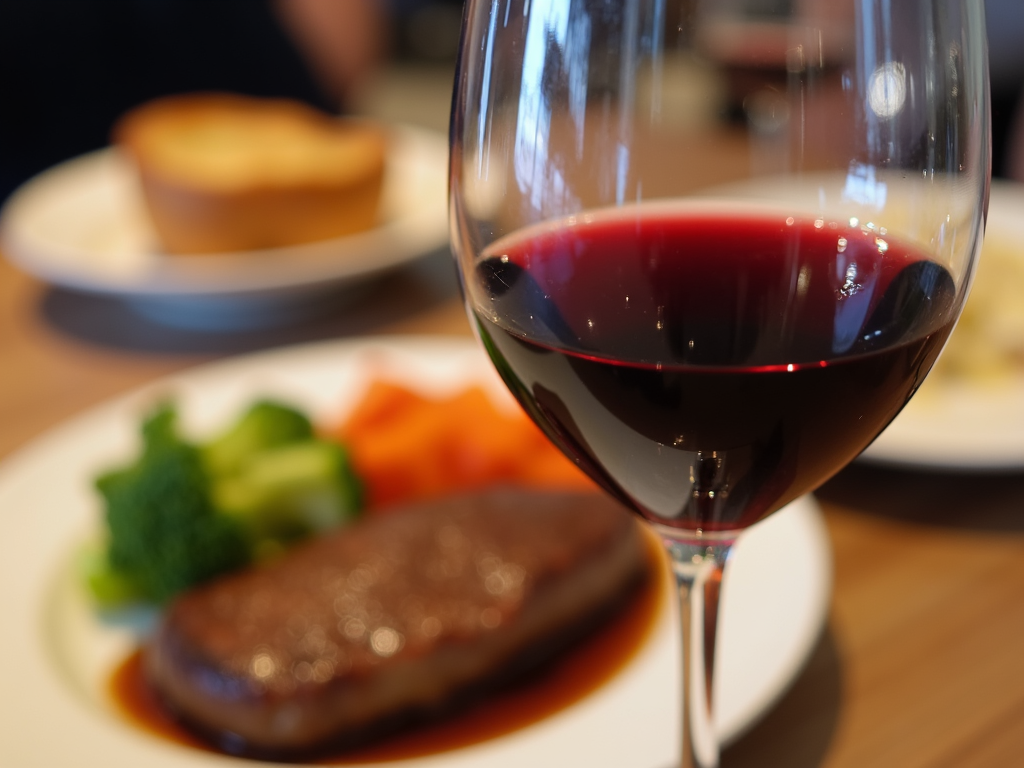 Red wine paired with steak