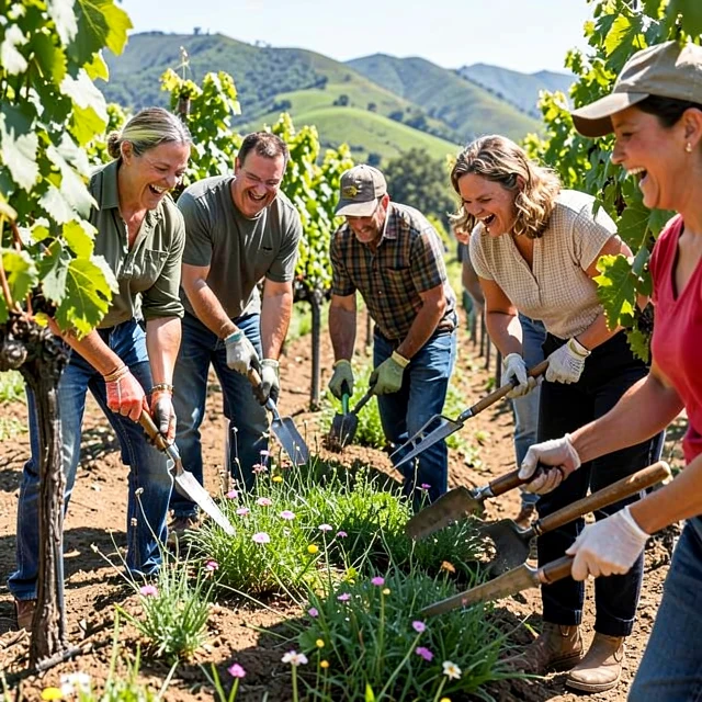 Workers implementing sustainable practices at Jackson Family Wines