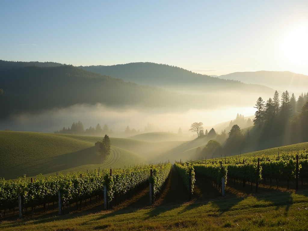 Misty morning in Willamette Valley, Oregon
