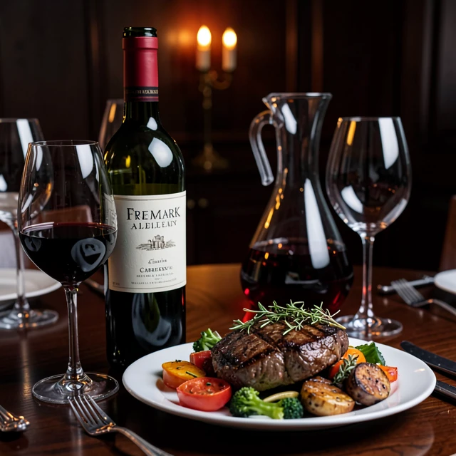 Elegant pairing of Freemark Abbey Cabernet with grilled steak dinner