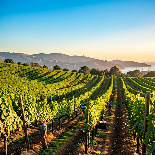 Sunset over Sonoma vineyards, heart of Jackson Family Wines