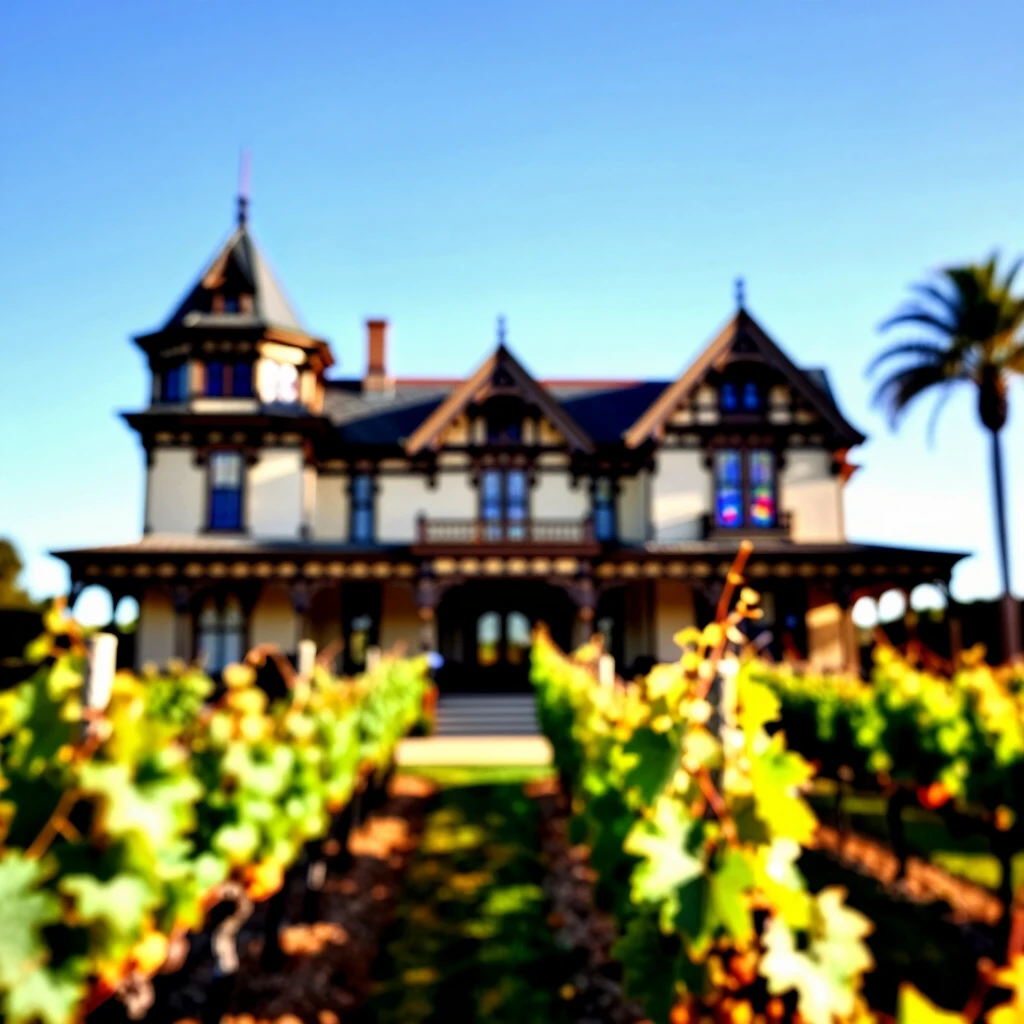 Historic Rhine House at Beringer Vineyards surrounded by gardens and vines