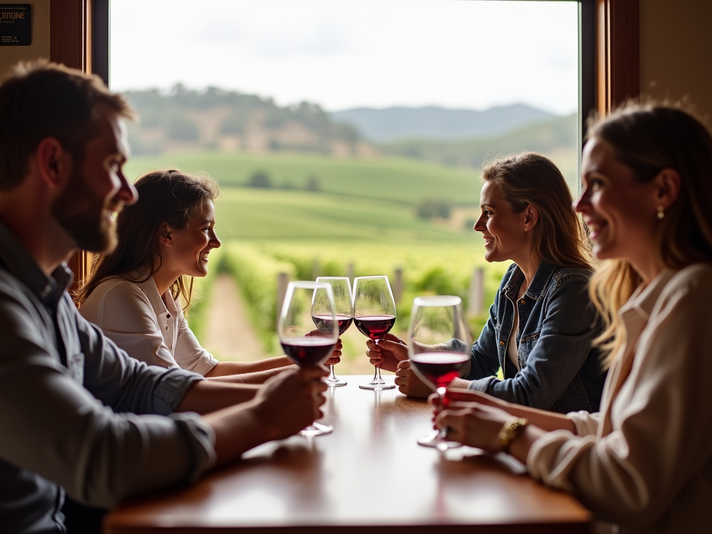 Family wine tasting at a sustainable winery