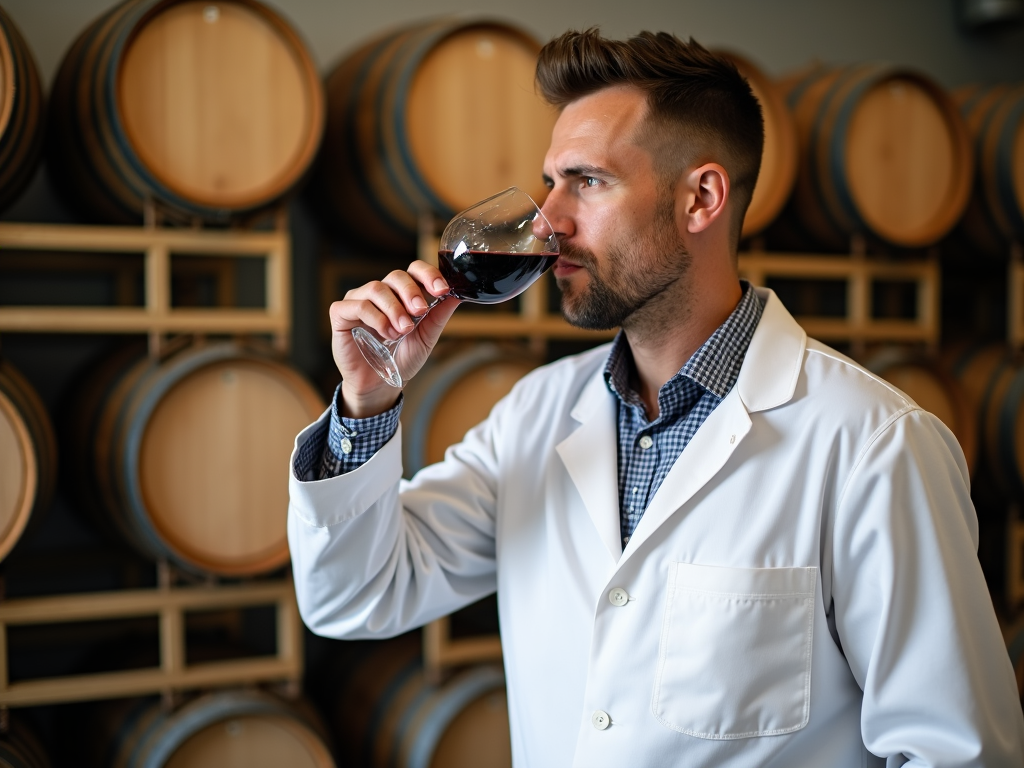Winemaker tasting wine