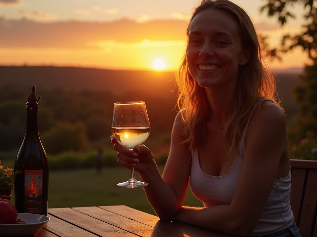 Person enjoying a glass of wine.
