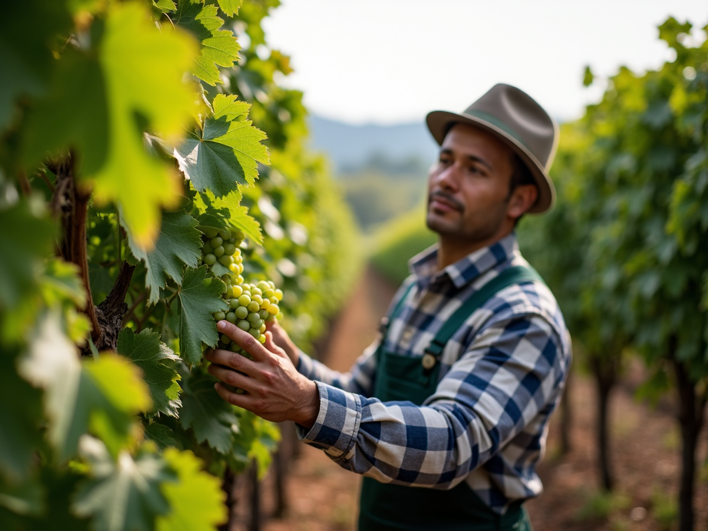Organic vineyard with healthy grapevines