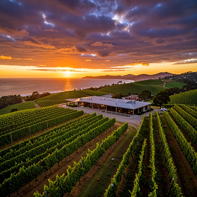 Stunning Margaret River vineyards at sunset