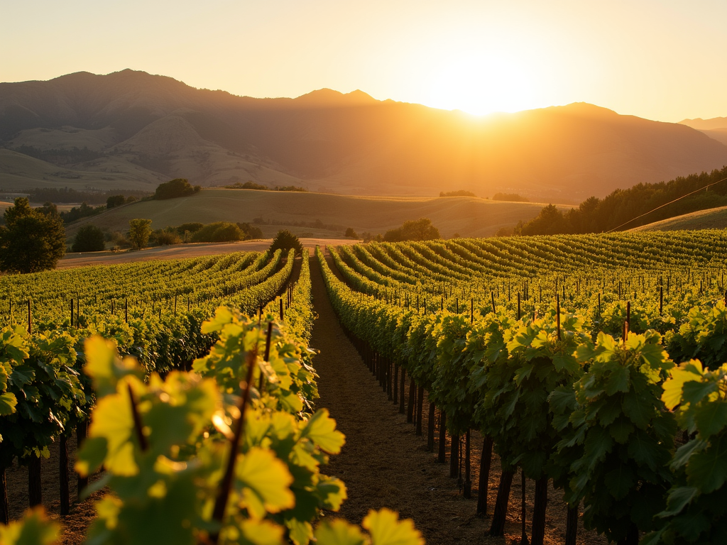 Napa Valley vineyard in late afternoon