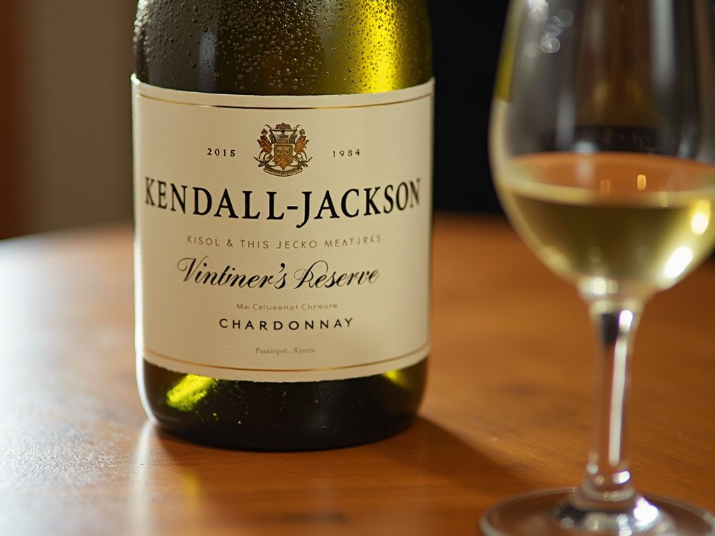 A bottle of Kendall-Jackson Vintner’s Reserve Chardonnay, showcasing the rich, golden hue of one of Jackson Family Wines’ most popular white wines.