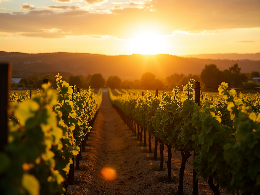 Vineyard at sunset