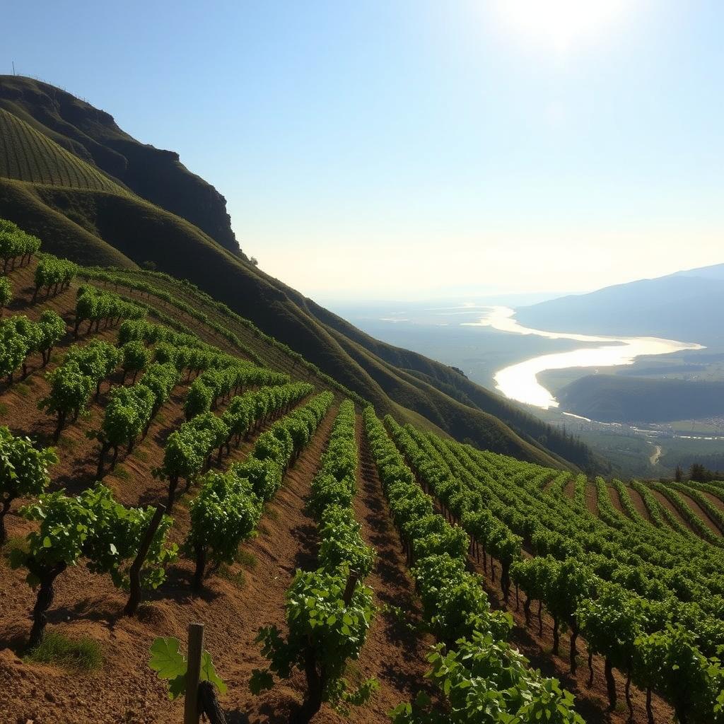 Hillside vineyard with diverse topography