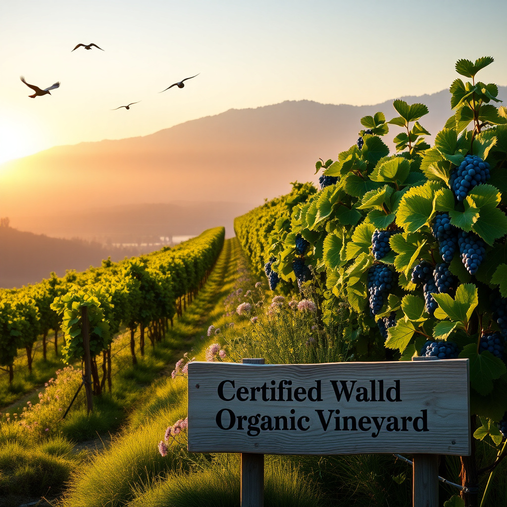 Sunrise over organic Napa Valley vineyards at Jackson Family Wines