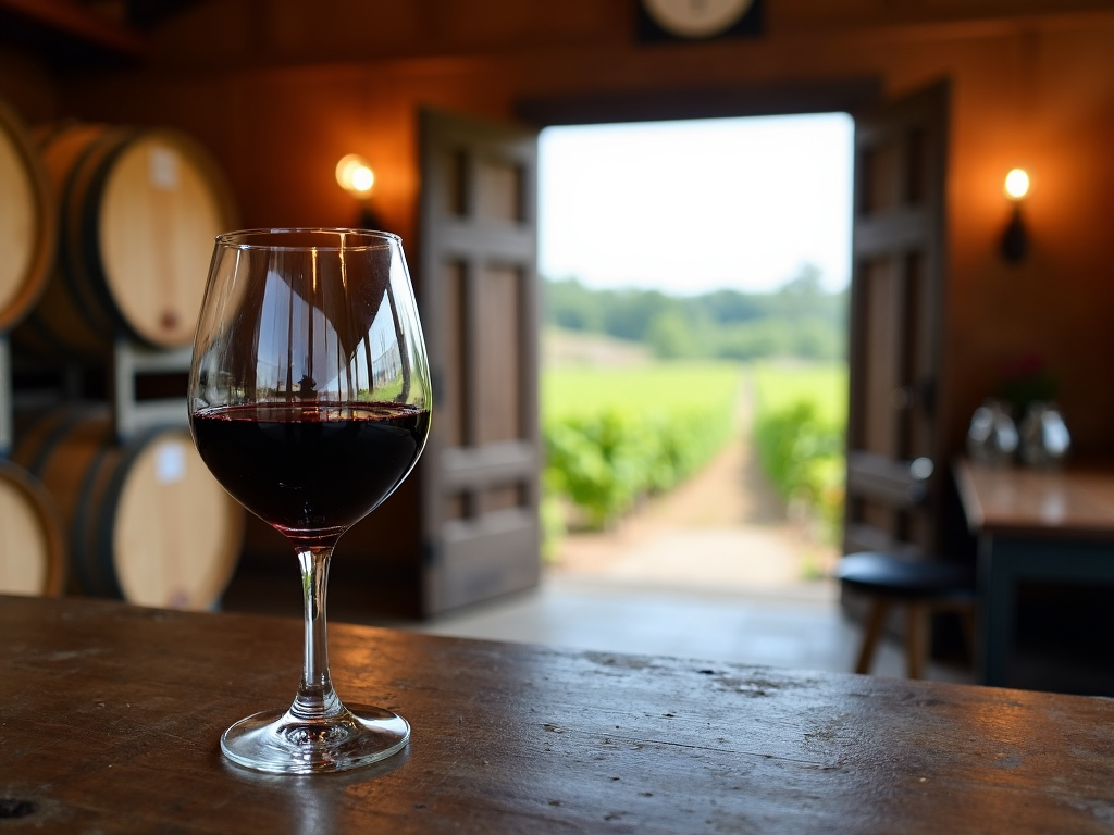Wine tasting room with vineyard view