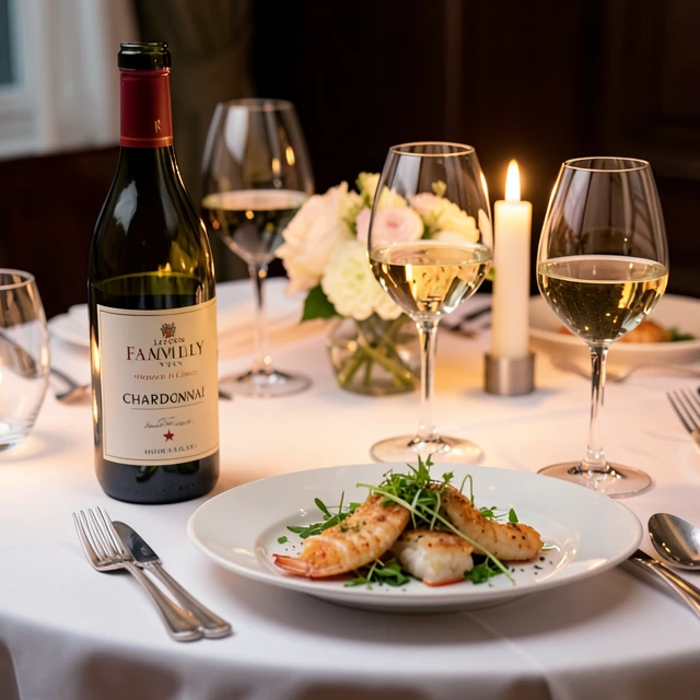 Michelin-star plated seafood paired with Jackson Family Wines Chardonnay
