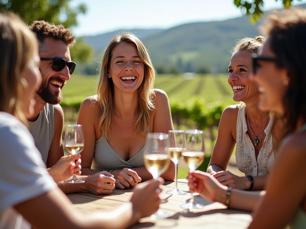 Friends enjoying wine tasting in Napa Valley