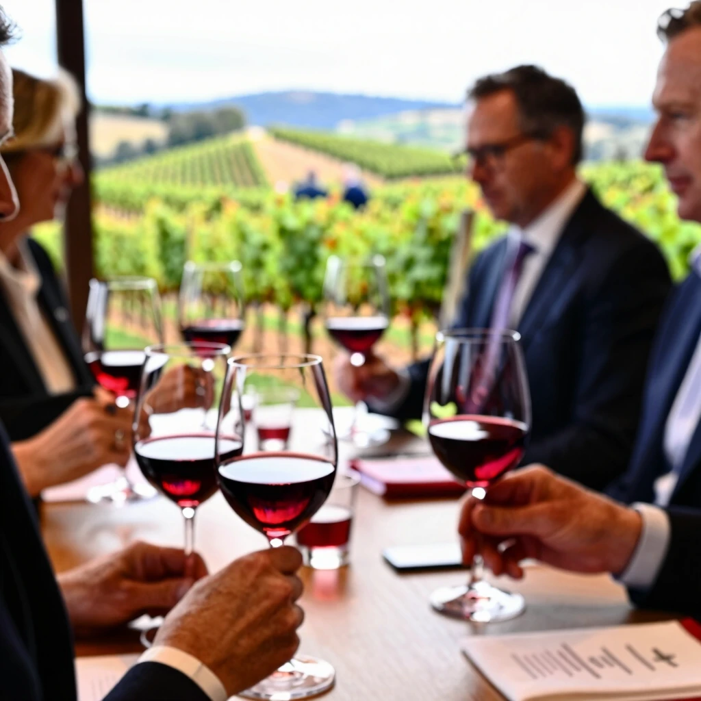 Wine tasting at Beringer Vineyards with glasses of red wine and vineyard view