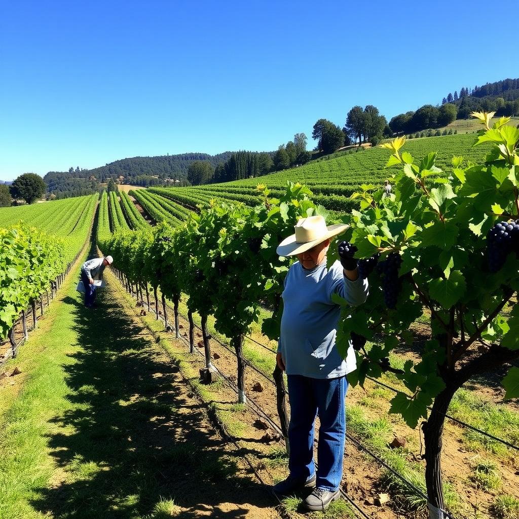 Beringer vineyard harvest in Napa Valley.