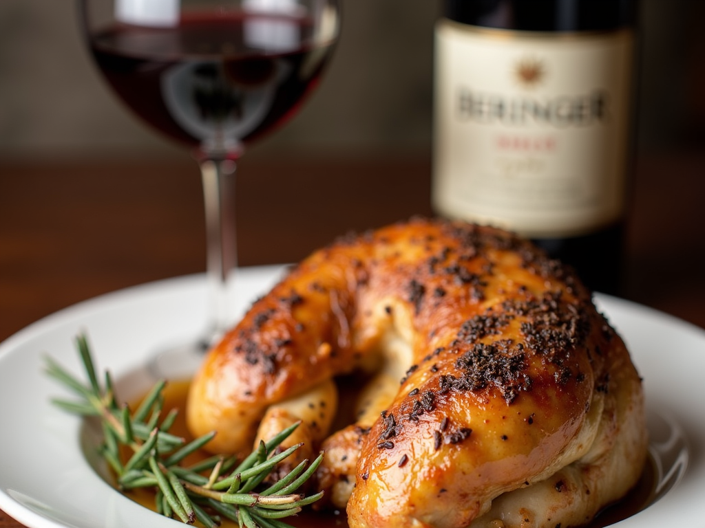 Beringer Merlot paired with roasted chicken.