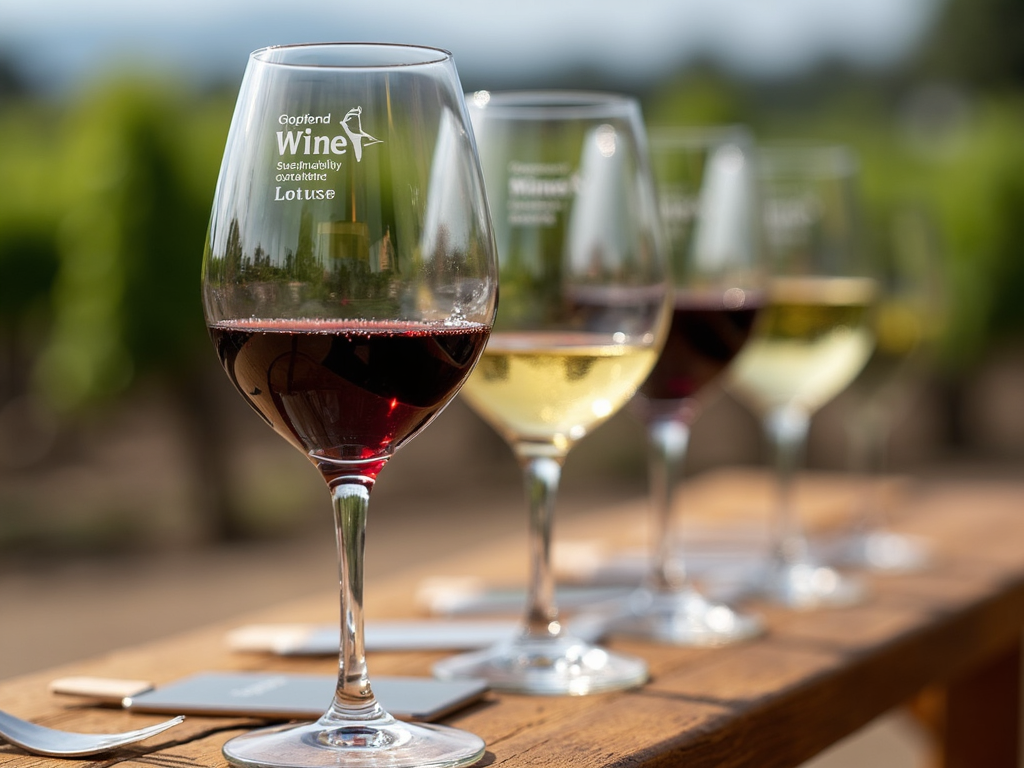 Wine tasting glasses showcasing sustainable wines from various regions.