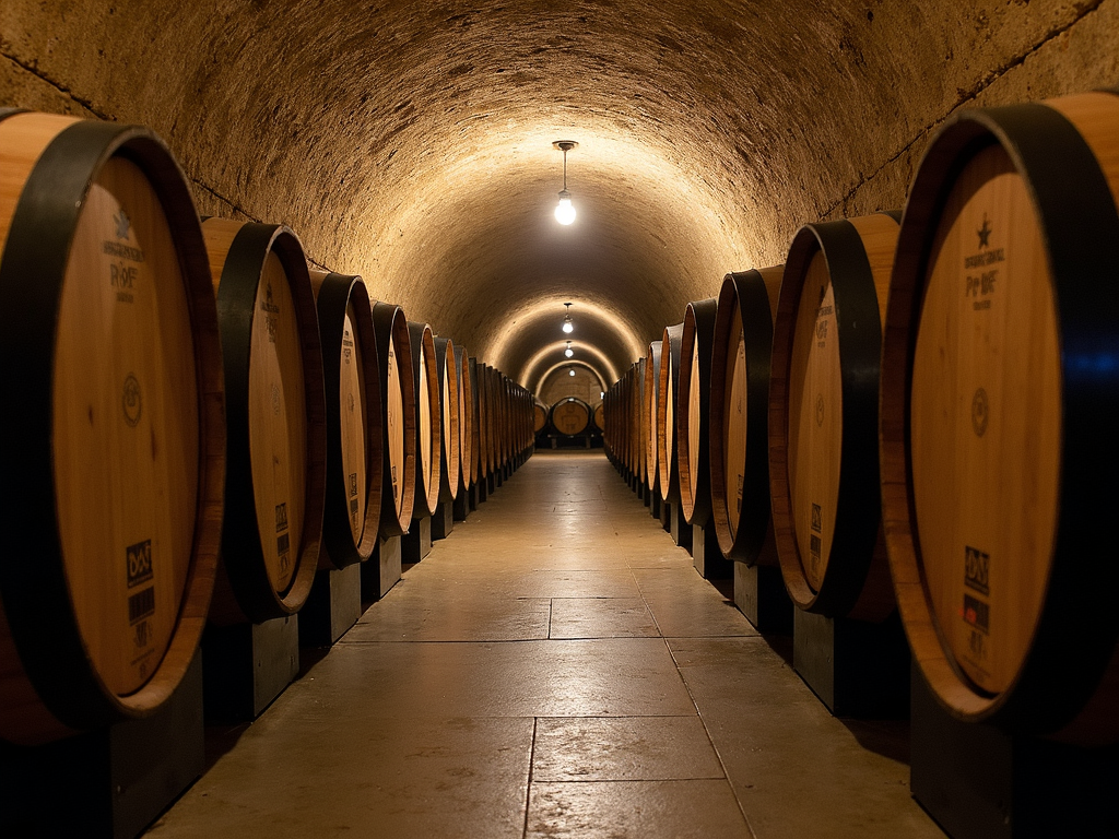 Oak barrels in Beringer aging tunnels