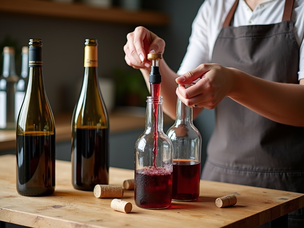 Bottling homemade wine.
