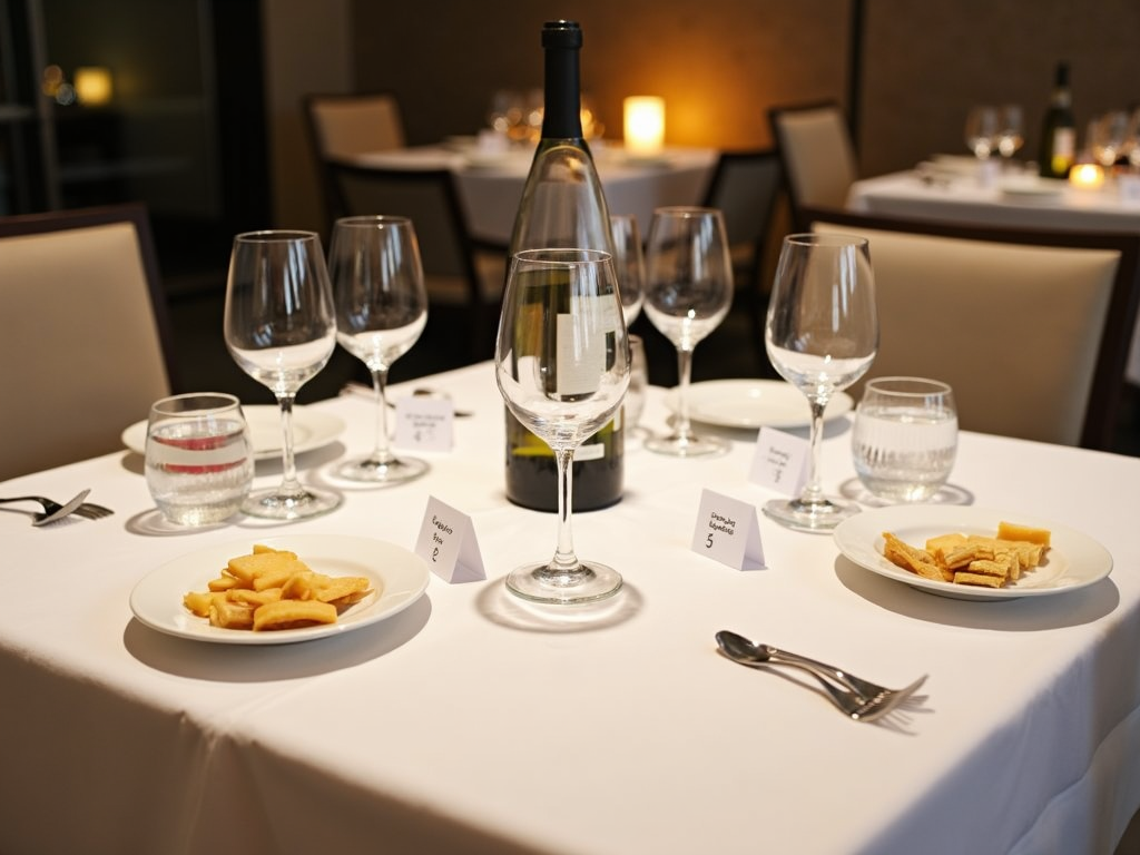 A beautifully set table for a wine tasting event.