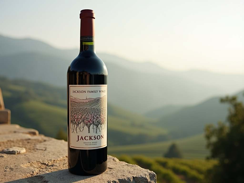 AI-generated modern art label on a Jackson Family Wines bottle