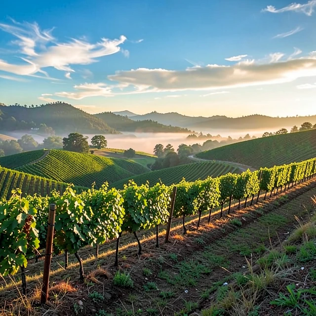 Scenic Sonoma County vineyards at sunset, showcasing the cool-climate terroir central to Jackson Family Wines