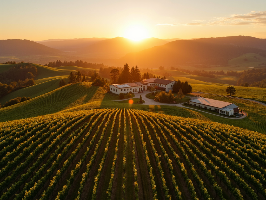 Scenic view of Beringer Vineyards at sunset