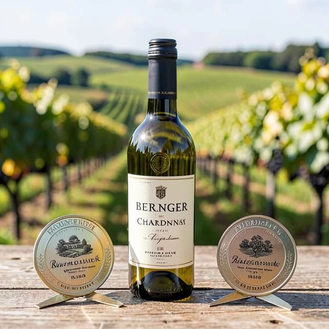 Beringer Chardonnay bottle with awards