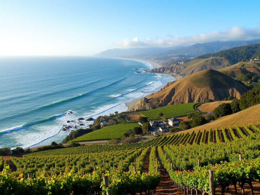 Central Coast vineyards overlooking the ocean