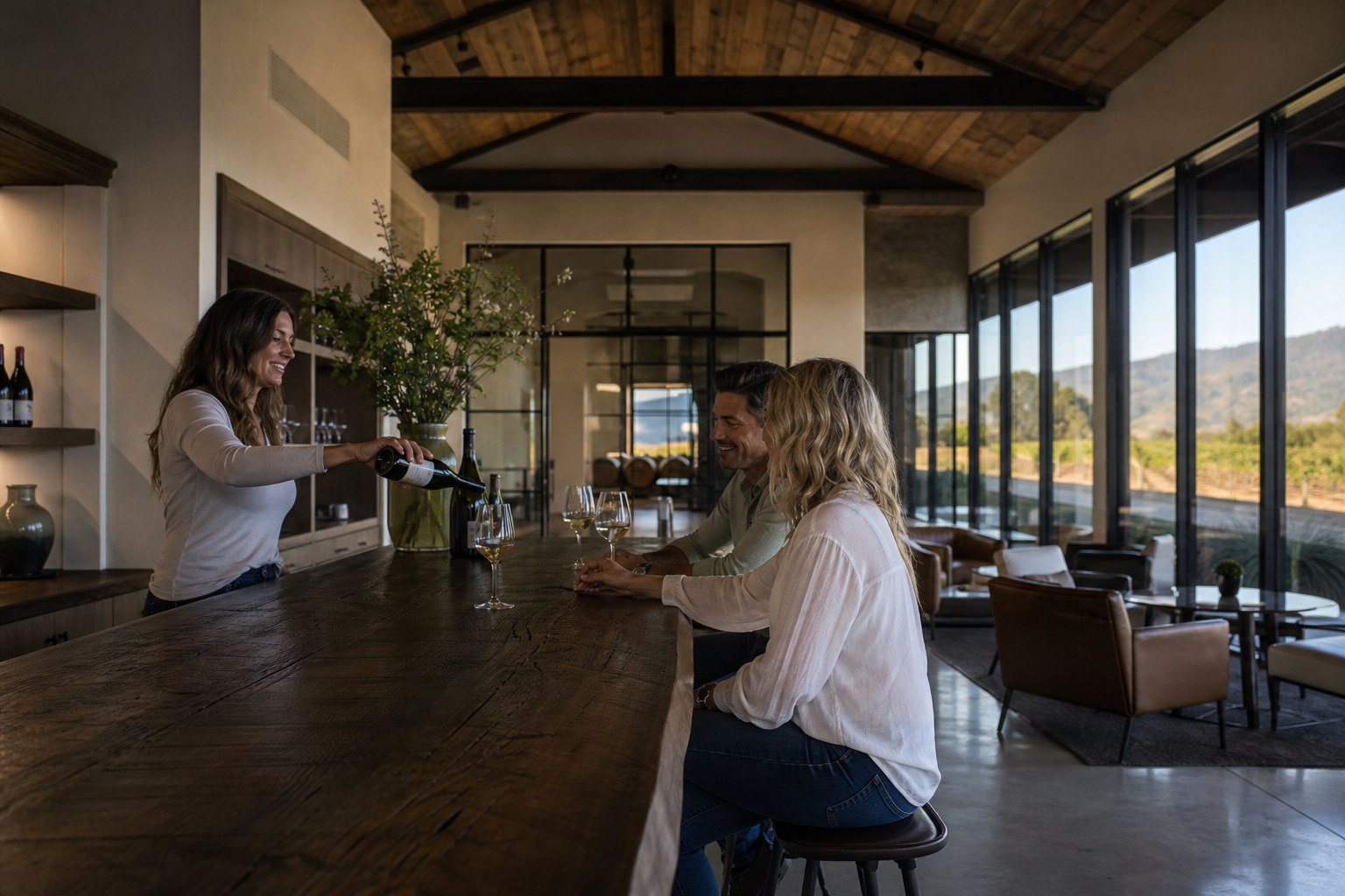 Elegant wine tasting room at a Napa Valley winery