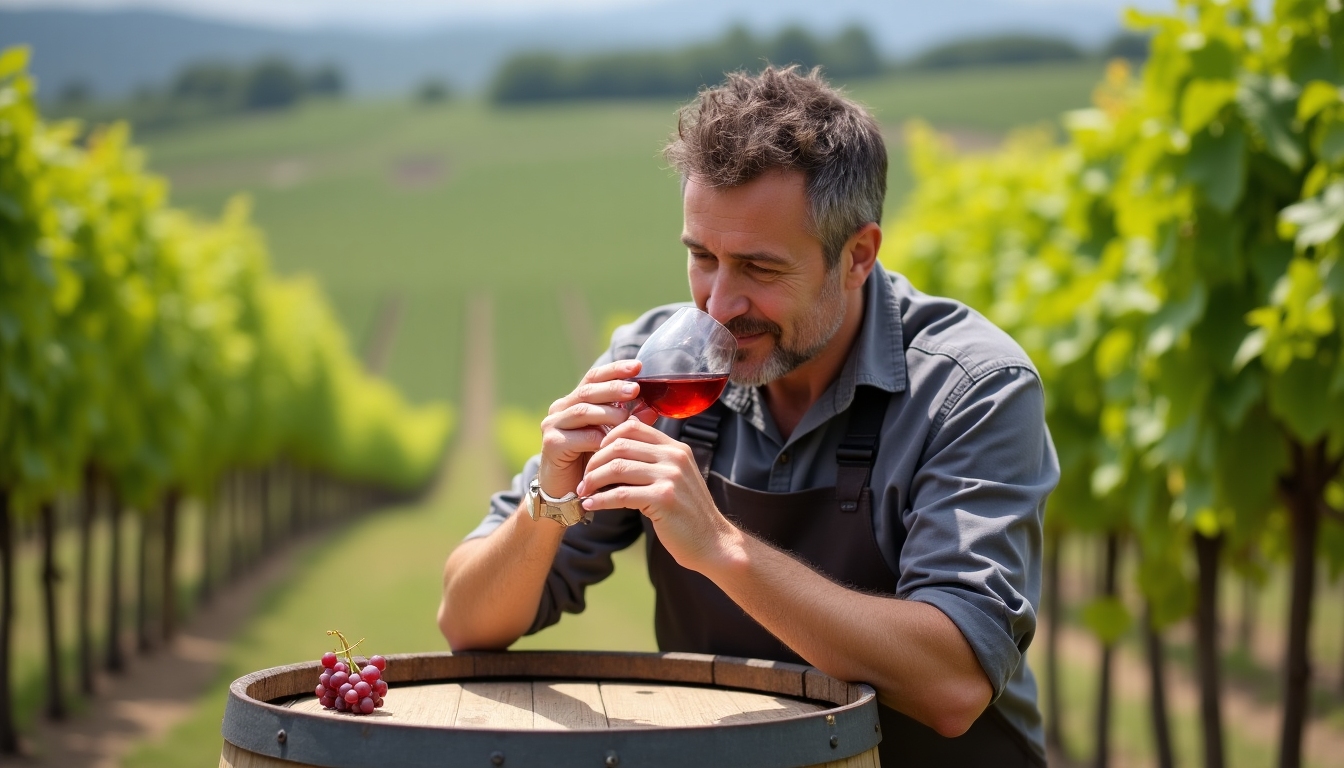Winemaker tasting wine