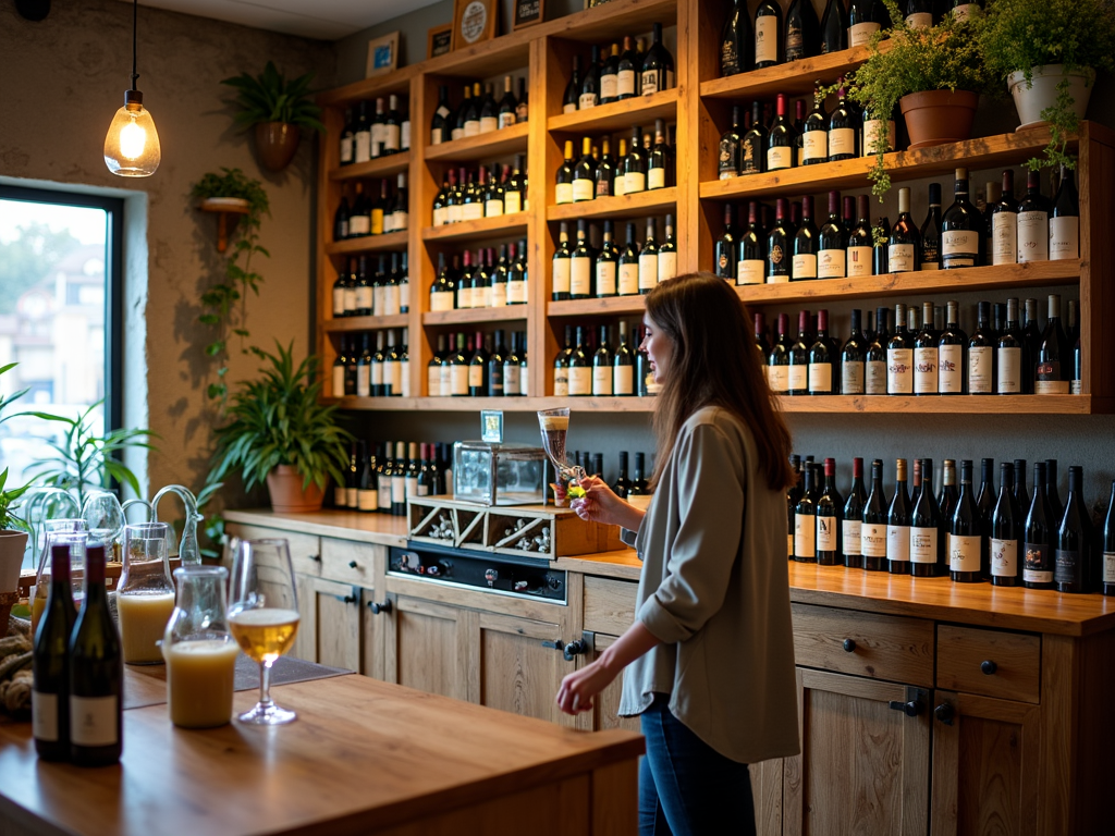 Wine shop displaying sustainable wine options