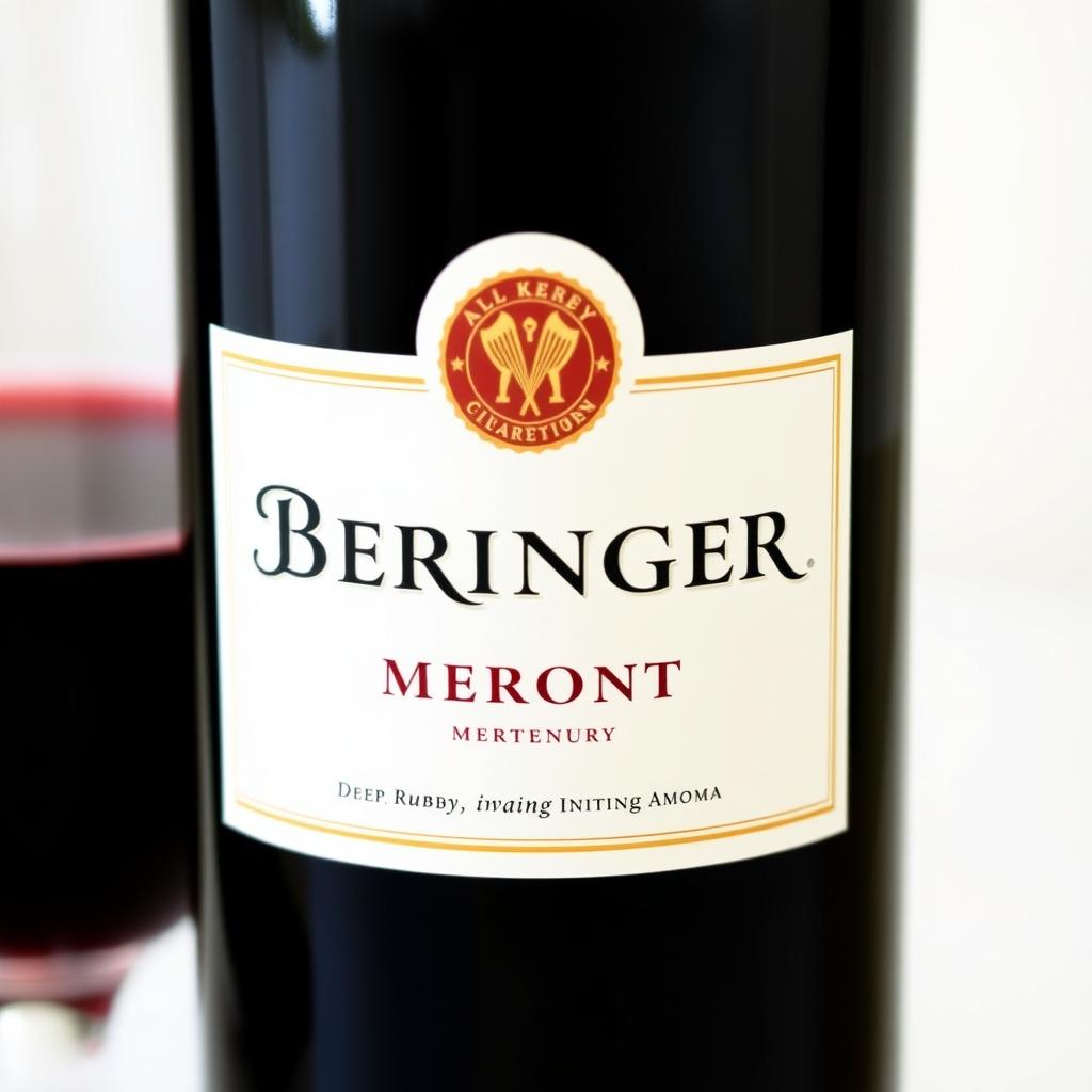 Glass of Beringer Merlot wine.