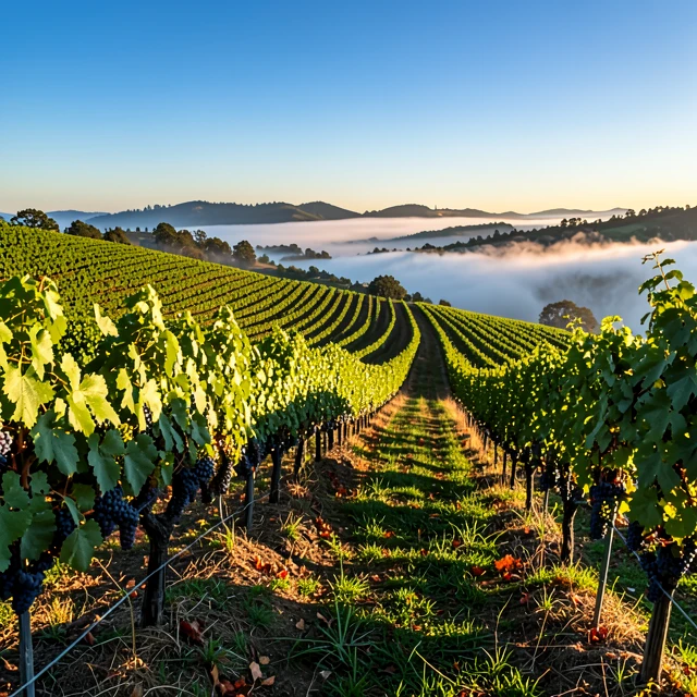 Kendall-Jackson Chardonnay vineyard in Sonoma County California at golden hour