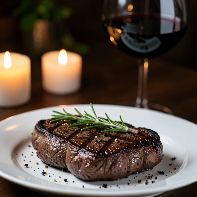 Classic red wine paired with grilled steak