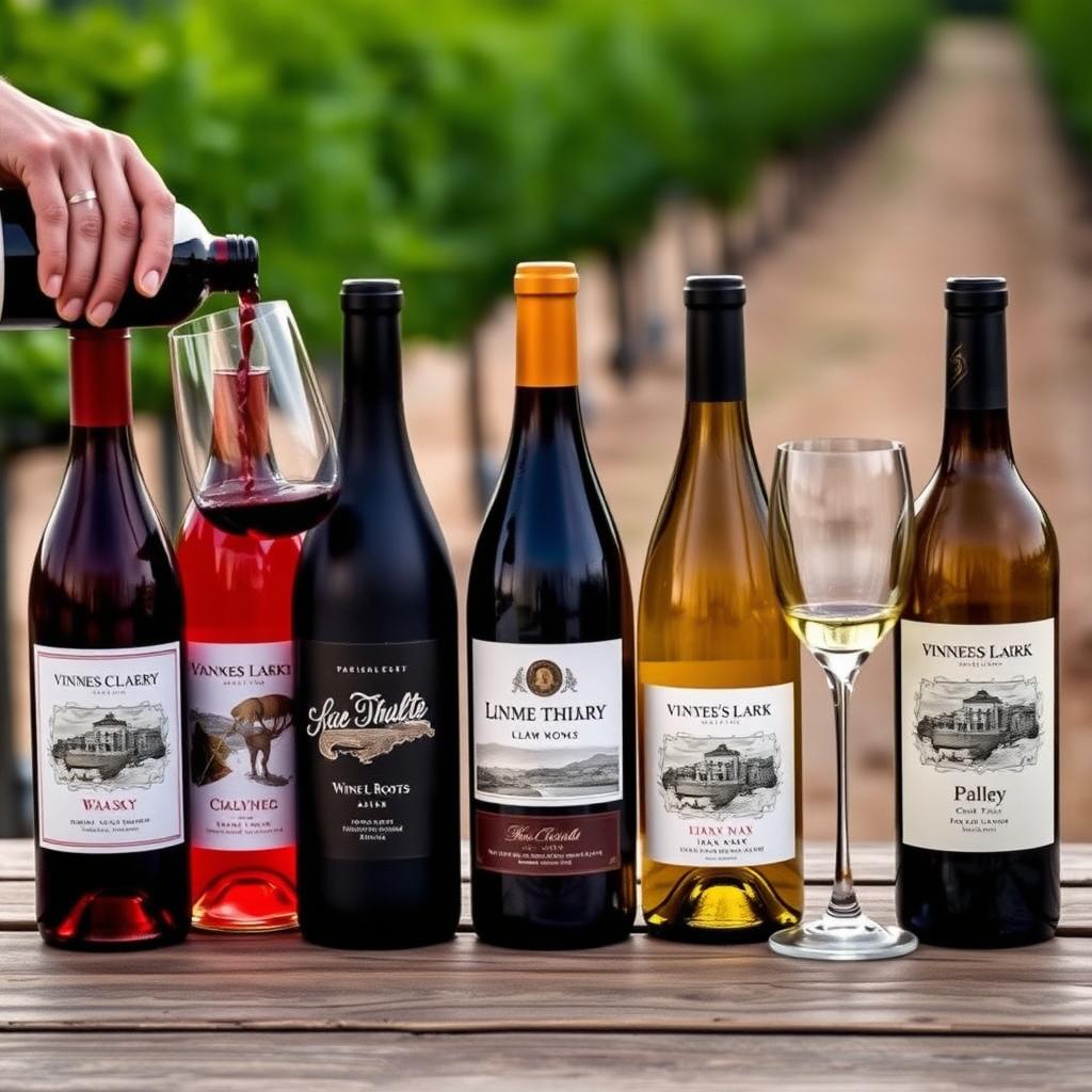 Assortment of wine bottles from various regions