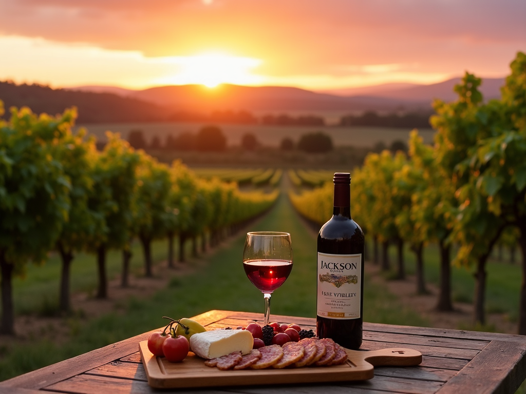 Vineyard sunset with Jackson Family Wine and charcuterie