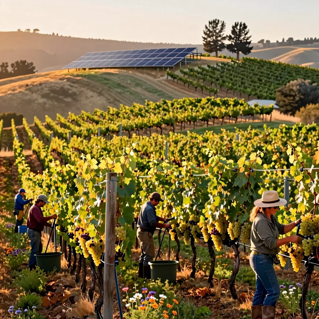 Dawn over sustainable Jackson Family Wines vineyard in Sonoma