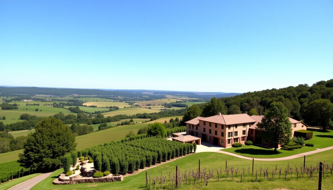 Beringer Vineyards estate with historic Rhine House and vineyards