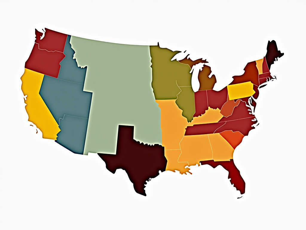 Map of U.S. states with notable wine production