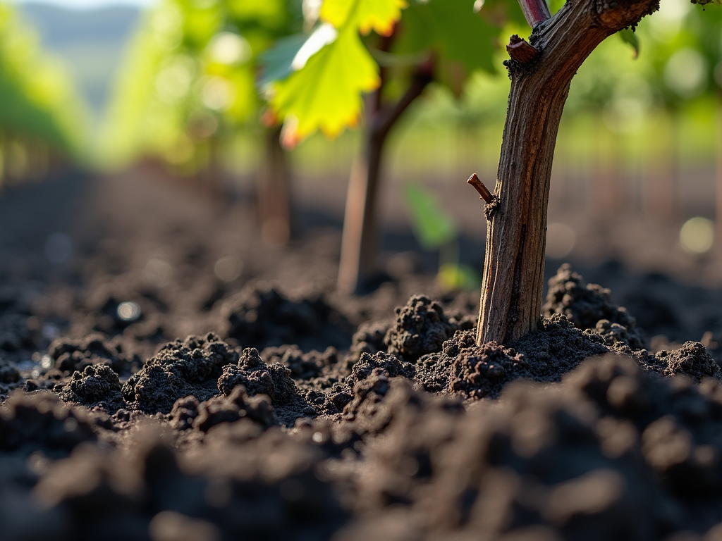 Volcanic soil in Napa Valley vineyard