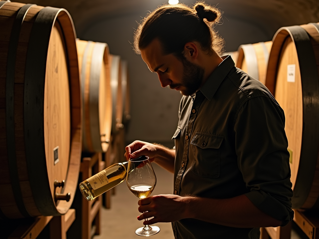 Winemaker pouring wine at Jackson Family Wines