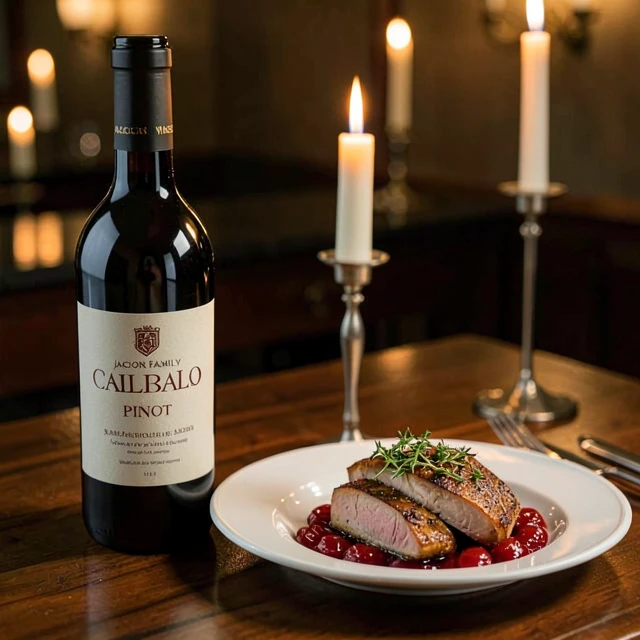 California Pinot Noir paired with roasted duck breast